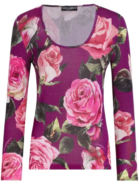 Top Dolce & Gabbana cu model floral cu imagine roz