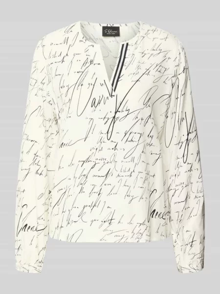 Bluzka z długim rękawem o kroju relaxed fit z czystej S.oliver Black Label biała