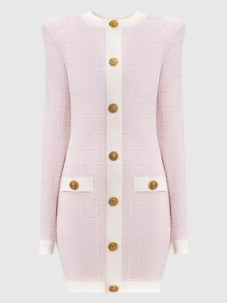 Твідова сукня міні Balmain рожева