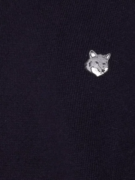 Pulover Maison Kitsune cu decolteu rotund albastru
