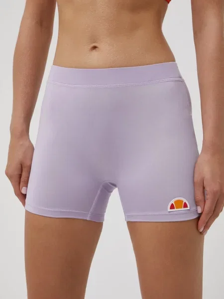Къси панталони Ellesse дамски лилаво с изчистен дизайн със стандартна талия виолетово