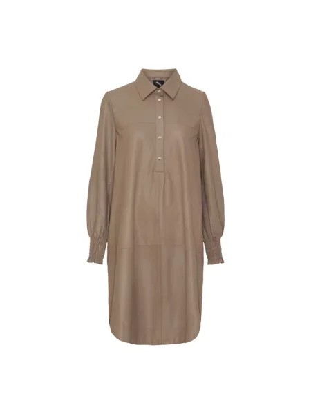 Sukienka Btfcph skórzana beżowa