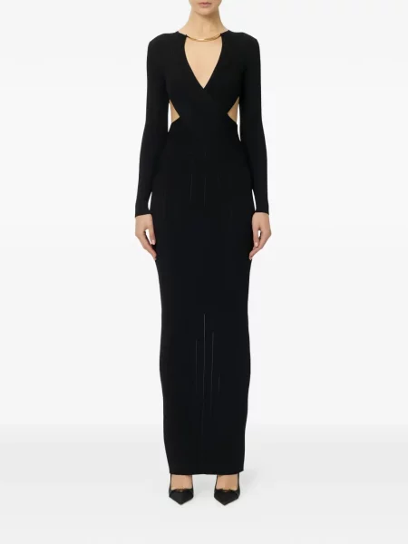Rochie maxi Elisabetta Franchi cu decolteu în V negru