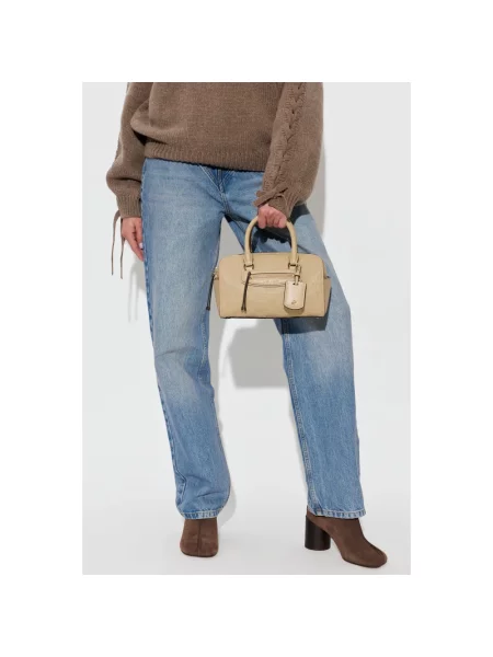 Torba podróżna Michael Kors skórzana z logo beżowa