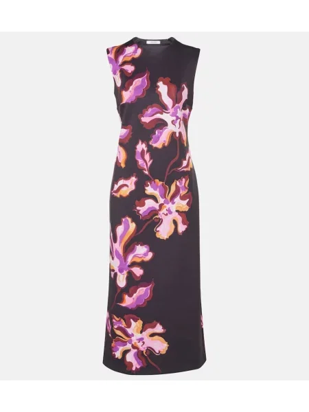 Sukienka midi Dorothee Schumacher w kwiatki neoprenowa do kolan czarna