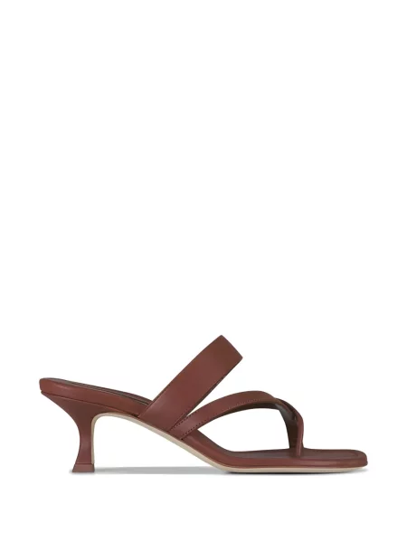 Sandale Manolo Blahnik din piele cu bretele maro