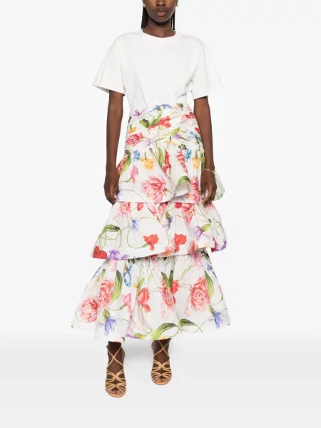 Fustă Lavi Couture cu model floral cu imagine alb