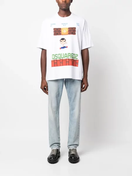 Raštuotas marškinėliai Dsquared2 balta