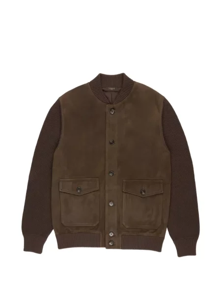 Geacă bomber Slowear din piele de căprioară maro