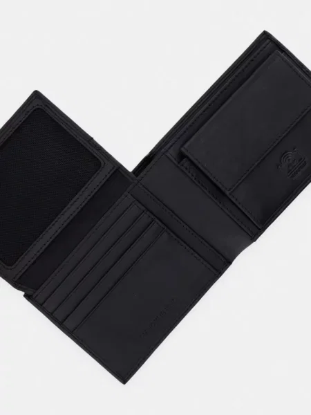 Portfel ze skóry bydlęcej nappa z przegródką na monety Valentino Bags czarny
