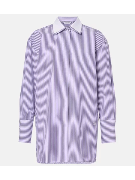 Cămașă Max Mara cu dungi din poplin violet