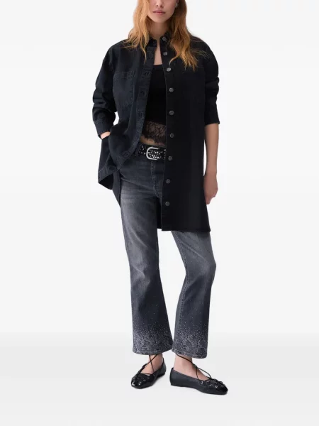 Scurt rochie din denim Liu Jo cu broderie negru