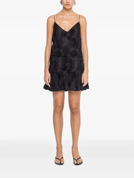 Rochie mini Nissa cu broderie cu model floral negru