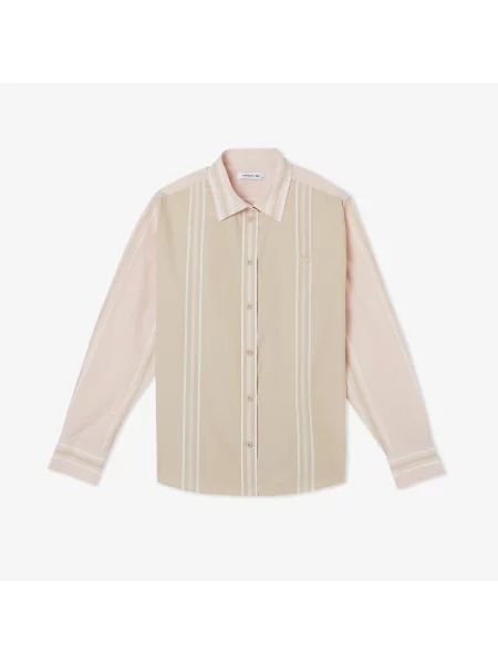 Lacoste Koszula Z Blokadą Koloru Regular Fit beżowa