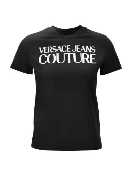 Koszulka Versace Jeans Couture z nadrukiem czarna