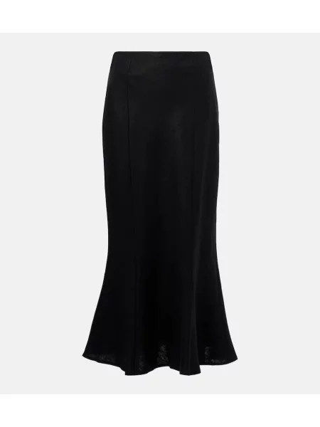 Lniana spódnica midi Faithfull do kolan czarna