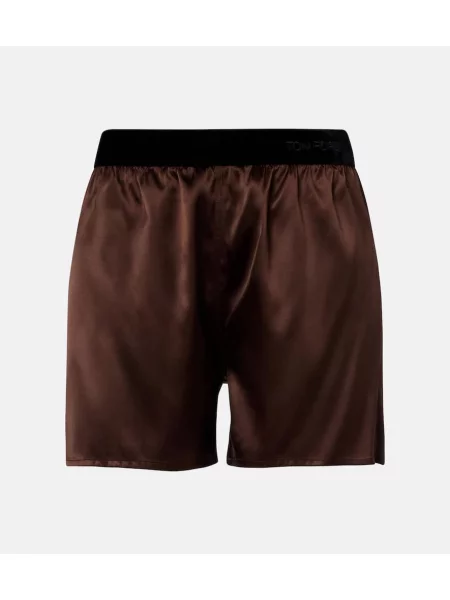 Pantaloni scurți Tom Ford din satin maro