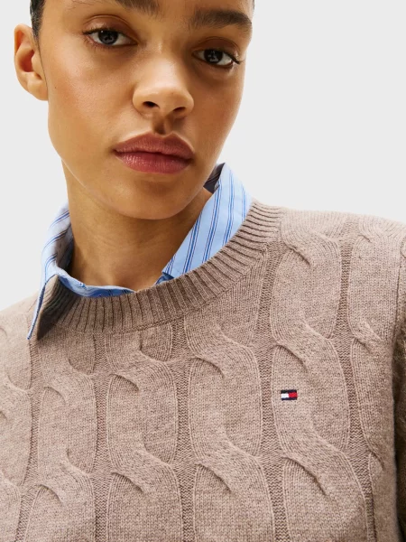 Шерстяной свитер Tommy Hilfiger без косточек бежевый