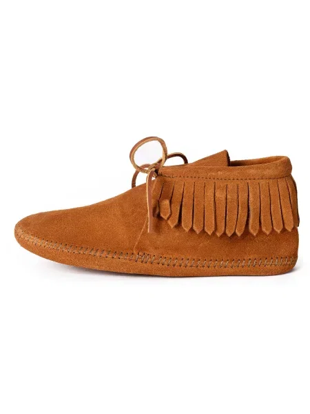 Šněrovací klasické polobotky Minnetonka s třásněmi hnědé