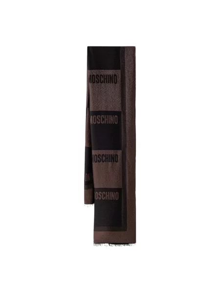Moschino szalik z wełną brązowa