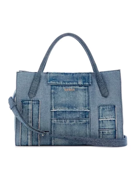 Guess torebka shopper jeansowa JODI niebieska