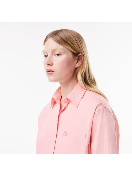 Lacoste Koszula Z Lyocellu O Kroju Oversize niebieska