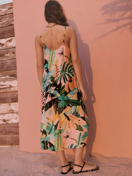 Next Rochie de vară turcoaz verde pin / roz galben