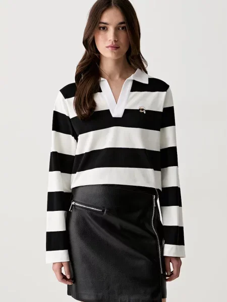 Tricou cu mânecă lungă Karl Lagerfeld negru