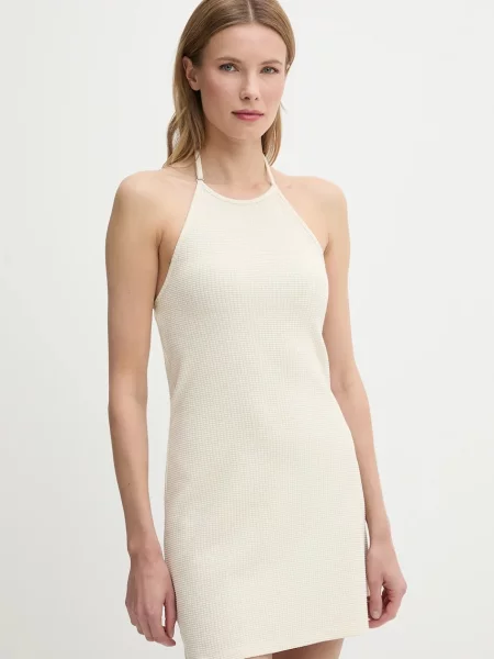 Calvin Klein Jeans sukienka mini dopasowana beżowy