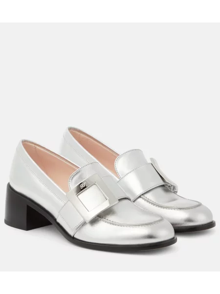 Pantofi loafer Roger Vivier din piele argintiu