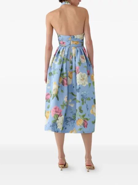 Φλοράλ φόρεμα Carolina Herrera με σχέδιο με halter λαιμόκοψη μπλε