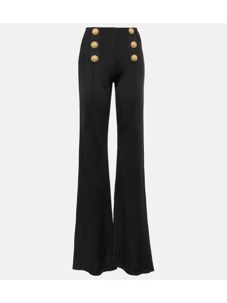 Pantaloni Balmain cu talie înaltă tricotate negru