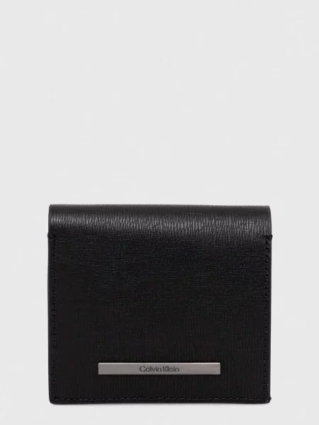 Bőr pénztárca Calvin Klein fekete