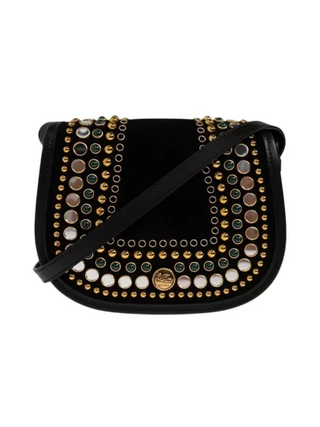 Torebka crossbody Etro zamszowa z ćwiekami czarna