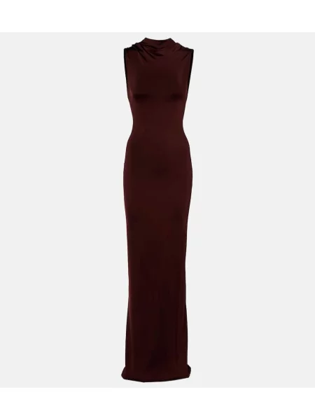 Rochie Victoria Beckham din jerseu drapată maro