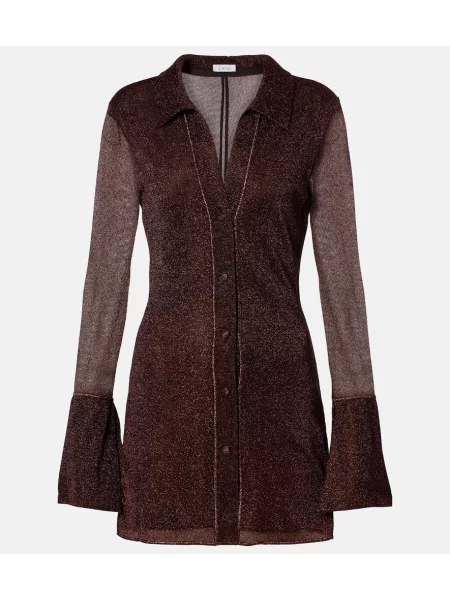 Rochie tip cămașă Oseree de costum maro