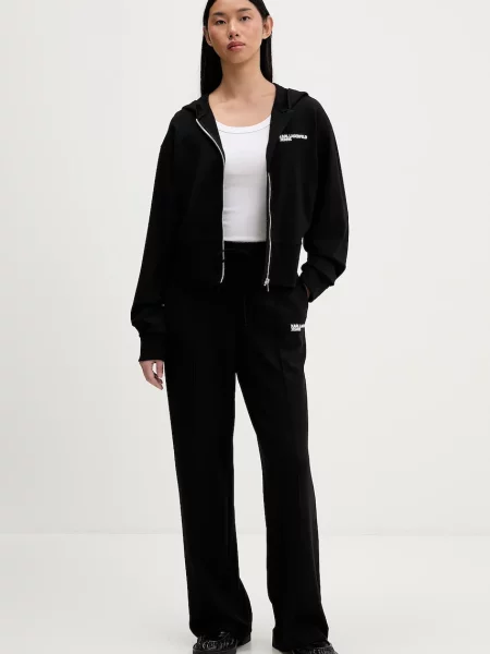 Karl Lagerfeld Jeans bluza z kapturem gładka czarny