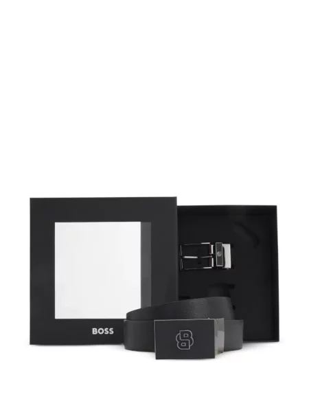 Cu centură reversibil curea Boss din piele negru