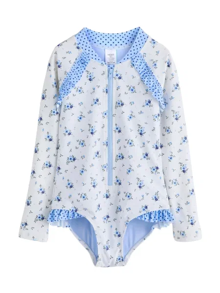 Next Costum de baie întreg albastru deschis / albastru închis / verde alb