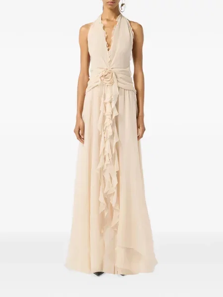 Rochie maxi Blumarine cu model floral cu volane lungă