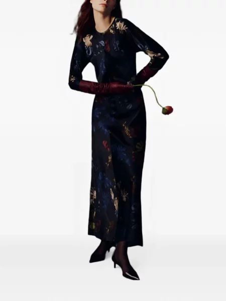 Rochie maxi Cara Cara cu model floral cu imagine albastru