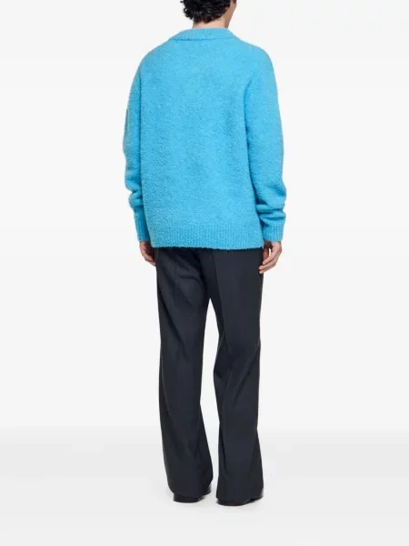 Pulover Sandro de lână cu decolteu în V albastru