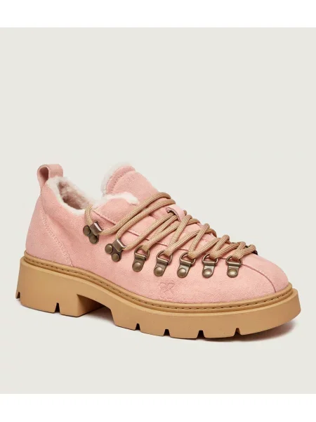 INUIKII Pantofi Echo Low | shearling | piele întoarsă zamsz | cu adaos de lână roz