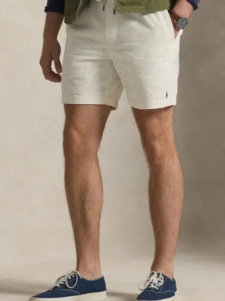 Polo Ralph Lauren pantaloni scurți din velur alb