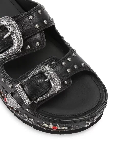 Кожаные шлепанцы Kurt Geiger London на платформе с пряжкой