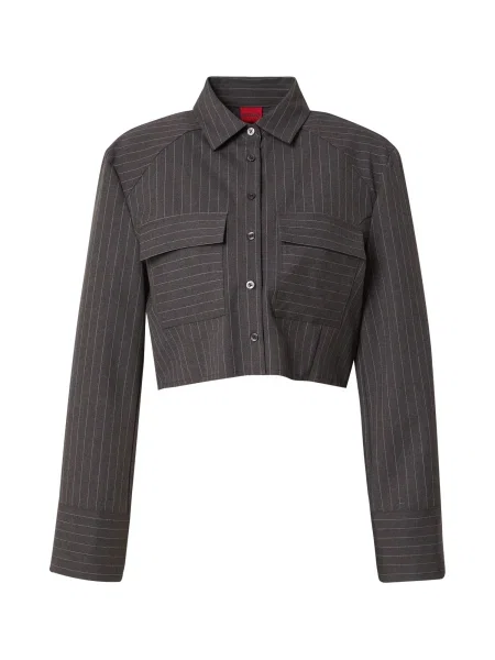 HUGO cămașă femei cu guler clasic regular gri