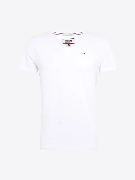 Džerzej tričko Tommy Jeans s výstrihom do v biela