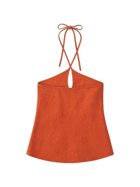 Laneni top Reformation s halter ovratnikom narančasta