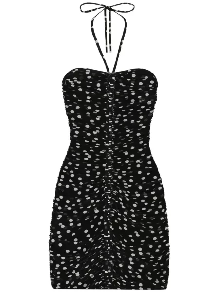 Pöttyös tüll drapírozott ruha Dolce & Gabbana fekete