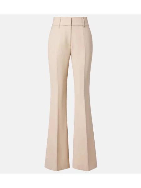Pantaloni Gabriela Hearst cu talie înaltă de lână bej
